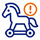 Blue Trojan malware icon with an exclamation mark